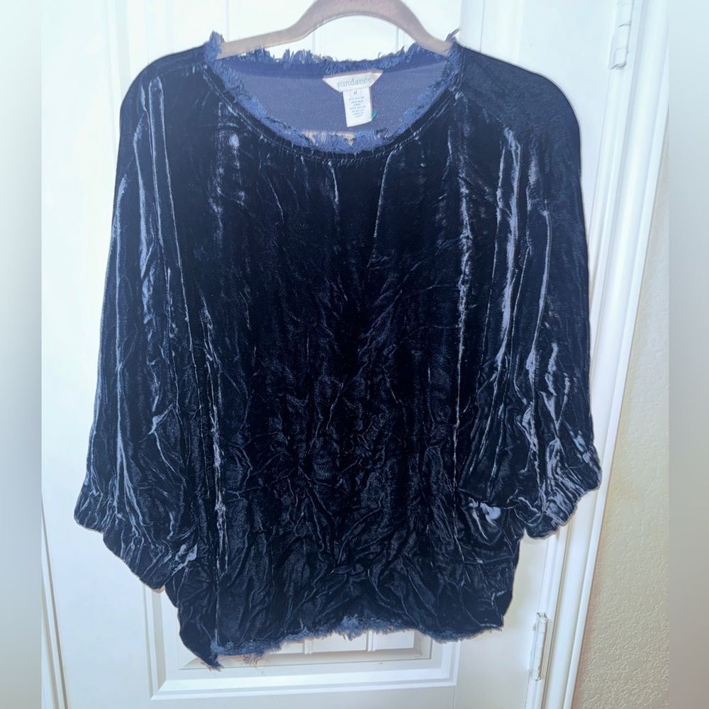 Sundance Navy Velvet Blouse